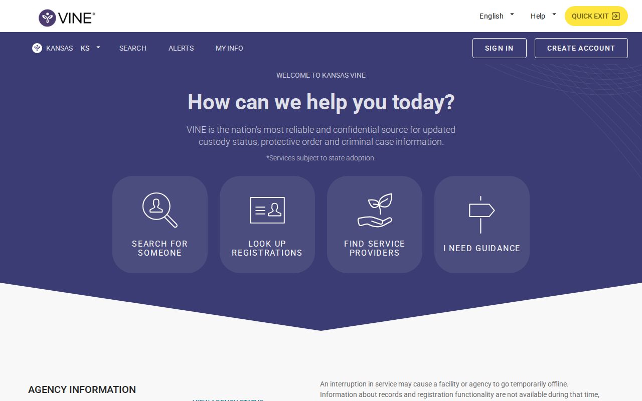 Kansas VINE inmate check and Butler County release alert workflow